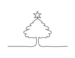 Natale albero continuo uno linea icona vettore illustrazione.