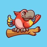 rosso pappagallo cartone animato illustrazione vettore