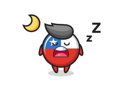 illustrazione del personaggio del distintivo della bandiera del Cile che dorme di notte vettore