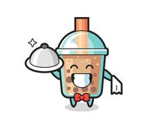 personaggio mascotte di bubble tea come camerieri vettore