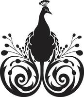 piumato sinfonia pavone maestà emblema ombreggiato fantasticheria nero pavone simbolo profilo vettore