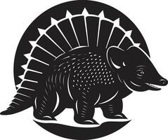 maestoso resilienza noir armadillo emblema scolpito bellezza nero armadillo simbolo vettore