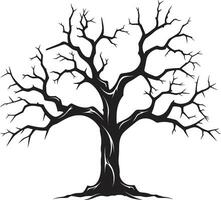serenata di ombre un' nero vettore elegia per un' morto albero zittito addio monocromatico raffigurazione di un' senza vita albero