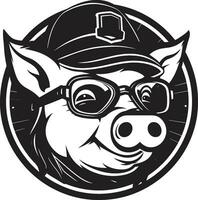 elegante porco emblema moderno maiale silhouette vettore