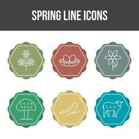 set di icone vettoriali linea primavera