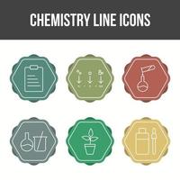 set di icone vettoriali linea chimica unica