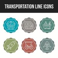 set di icone di trasporto di icone di linea uniche vettore