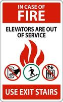 nel Astuccio di fuoco cartello ascensori siamo su di servizio, uso Uscita le scale vettore