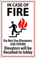 nel Astuccio di fuoco cartello fare non uso ascensori. uso scale, ascensori volontà essere ricordato per atrio vettore