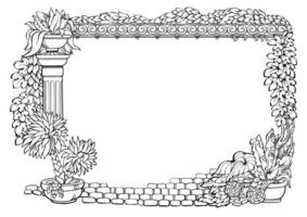 botanico confine con tropicale impianti. schema disegnato a mano pianta telaio. vettore. vettore