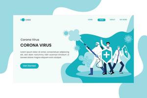 coronavirus disinfettante lavoratori piatto concetto vettore