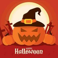 contento Halloween manifesto Halloween zuccavettore illustrazione vettore