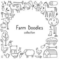 cornice disegnata a mano con animale da fattoria vettore