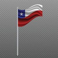bandiera sventolante del Cile sul palo di metallo. vettore