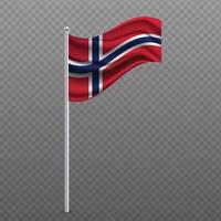 Norvegia sventola bandiera sul palo di metallo. vettore