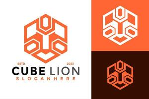 cubo Leone esagono moderno logo design vettore simbolo icona illustrazione