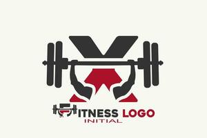 iniziali lettera X con fitness creativo geometrico moderno logo design. vettore