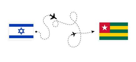 volo e viaggio a partire dal Israele per andare di passeggeri aereo viaggio concetto vettore