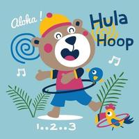 porta il ballerino di hula hoop divertente cartone animato, illustrazione vettoriale