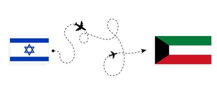 volo e viaggio a partire dal Israele per Kuwait di passeggeri aereo viaggio concetto vettore
