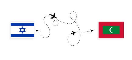 volo e viaggio a partire dal Israele per Maldive di passeggeri aereo viaggio concetto vettore