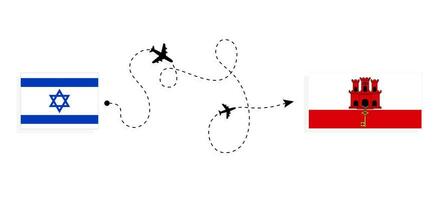 volo e viaggio a partire dal Israele per Gibilterra di passeggeri aereo viaggio concetto vettore