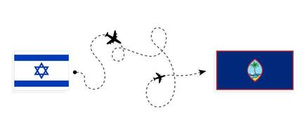 volo e viaggio a partire dal Israele per Guami di passeggeri aereo viaggio concetto vettore
