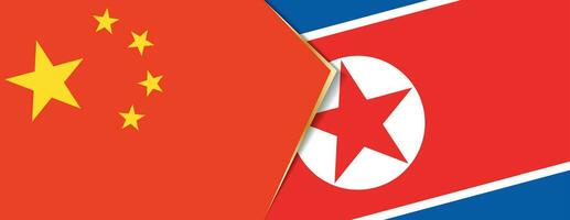 Cina e nord Corea bandiere, Due vettore bandiere.