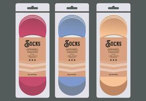 calzini etichetta disegno, abbigliamento confezione disegno, calzini etichetta disegno, stoffa etichetta design calzini illustrazione vettore impostato