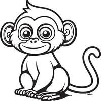 scimmia cartone animato personaggi isolato su bianca sfondo. illustrazione per bambini. colorazione libro. colorazione pagina. vettore
