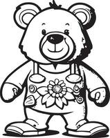 carino orso colorazione pagine, bambini colorazione prenotare, orso vettore personaggio illustrazione