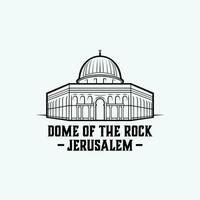 cupola di il roccia Gerusalemme Palestina gaza nero e bianca vettore isolato