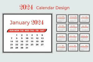 creativo moderno 2024 nuovo anno calendario design vettore