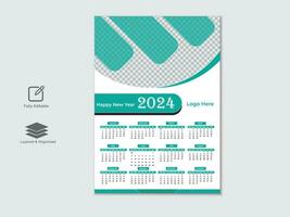 creativo moderno nuovo anno 2024 calendario design modello vettore