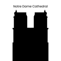 silhouette di Chiesa Cattedrale notre dama nel Parigi, vettore illustrazione nel nero e bianca colore isolato su un' bianca sfondo