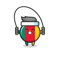 bandiera camerun distintivo personaggio cartone animato con corda per saltare vettore