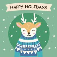 carino cervo nel un' Natale maglione. vettore illustrazione. Natale. per uso su cartoline, stampa.