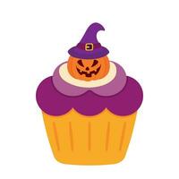 carino Halloween dolce Cupcake merenda cibo dolce cartone animato scarabocchio vettore illustrazione