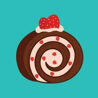 svizzero rotolo torta dolce dolce forno icona carino piatto cartone animato vettore illustrazione