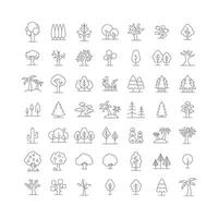 albero icona impostare. semplice schema stile. foresta, parco e giardino alberi, natura concetto. magro linea simbolo. vettore illustrazione isolato. modificabile ictus.