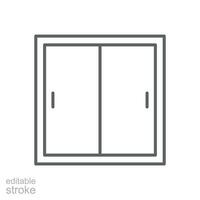 smaltato finestra icona. semplice schema stile. Doppio smaltatura, finestra telaio, camera, Casa, casa interno concetto. magro linea simbolo. vettore illustrazione isolato. modificabile ictus.