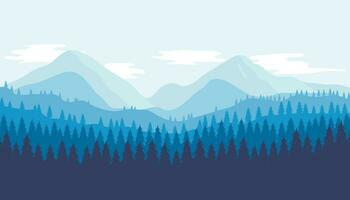 bellissimo Visualizza di montagne e foresta. piatto design vettore