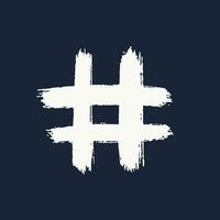 hashtag, vettore inchiostro dipinto etichetta icone su buio sfondo. mano disegnato vettore illustrazione