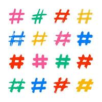 hashtag, vettore colore etichetta icone su bianca sfondo. mano disegnato vettore illustrazione