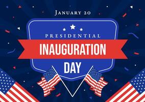 Stati Uniti d'America presidenziale inaugurazione giorno vettore illustrazione gennaio 20 con Campidoglio edificio Washington dc e americano bandiera nel sfondo design