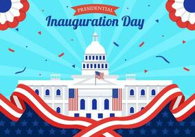 Stati Uniti d'America presidenziale inaugurazione giorno vettore illustrazione gennaio 20 con Campidoglio edificio Washington dc e americano bandiera nel sfondo design