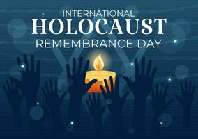 internazionale olocausto ricordo giorno vettore illustrazione su 27 gennaio con giallo stella e candela per commemora il vittime nel piatto sfondo
