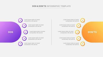 cerchio il giro dos e non fare, contro, contro confronto Infografica design modello vettore