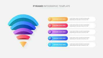 gerarchia 3d piramide cinque 5 opzioni attività commerciale Infografica moderno design modello vettore