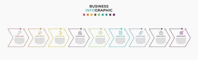 modello di business di progettazione infografica con icone e 9 opzioni o passaggi vettore